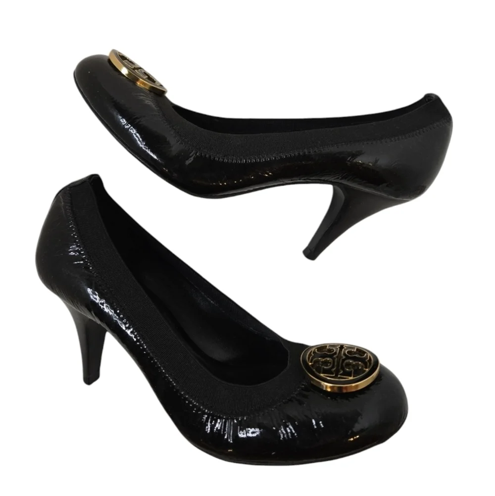 Tory Burch Heels Shoes Black Leather Size 6M Close Toe
